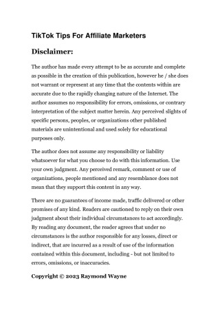 صورة الغلاف: TikTok Tips For Affiliate Marketers 9781456640255