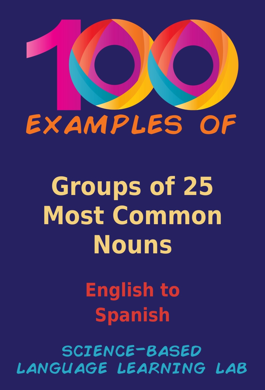 100 Examples of Groups of 25 Most Common Nouns English to Spanish