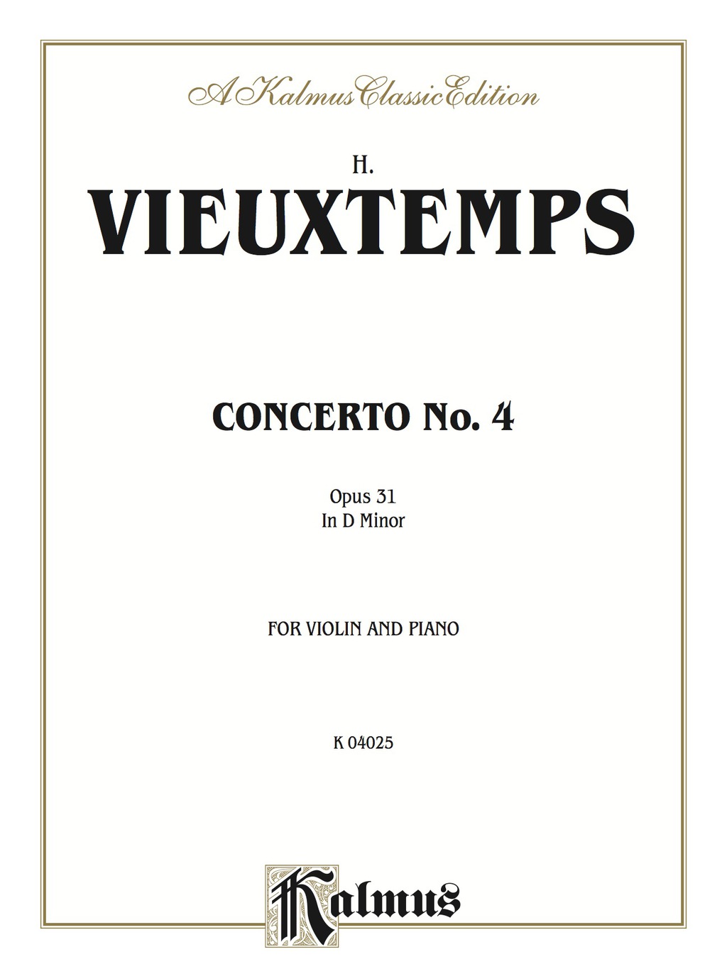Violin Concerto No. 4 Op. 31: String - Violin and Piano - 1st Edition (eBook)