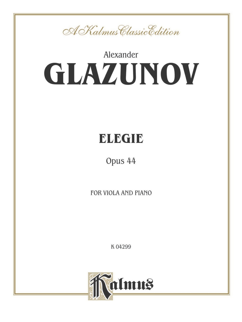 Elegie for Viola, Opus 44: For Viola and Piano 1st Edition