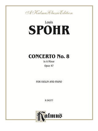 Cover image: Concerto No. 8, Opus 47: For Violin and Piano 1st edition 9780769261485