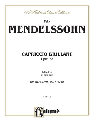 Cover image: Capriccio Brillante, Opus 22: Piano Duo/Duet (2 Pianos, 4 Hands) 1st edition 9780769241098