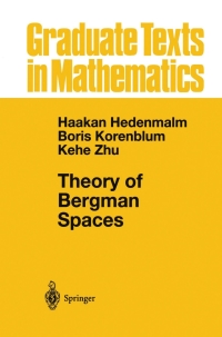 Cover image: Theory of Bergman Spaces 9780387987910