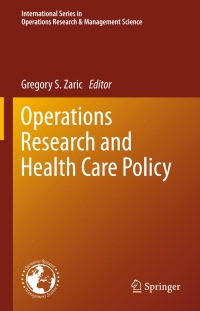 Titelbild: Operations Research and Health Care Policy 9781461465065