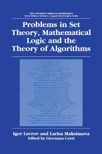 表紙画像: Problems in Set Theory, Mathematical Logic and the Theory of Algorithms 9780306477126