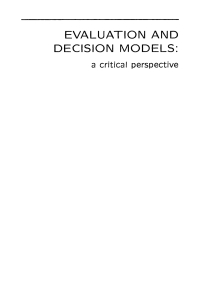 Imagen de portada: Evaluation and Decision Models 9780792372509