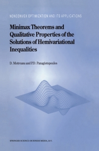Cover image: Minimax Theorems and Qualitative Properties of the Solutions of Hemivariational Inequalities 9780792354567