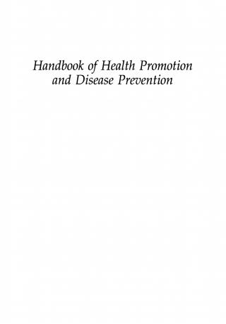 Cover image: Handbook of Health Promotion and Disease Prevention 1st edition 9781461371694