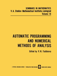 Cover image: Automatic Programming and Numerical Methods of Analysis 9781461585909