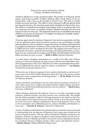 Cover image: Justices, Presidents, and Senators 5th edition 9780742558946