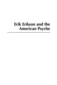 Cover image: Erik Erikson and the American Psyche 9780765704948
