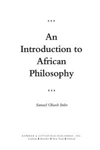 Cover image: An Introduction to African Philosophy 9780847688401