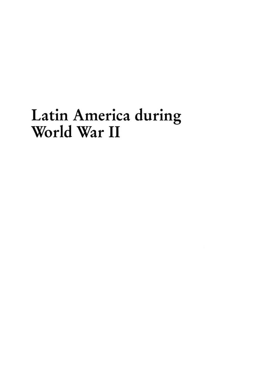Latin America During World War II