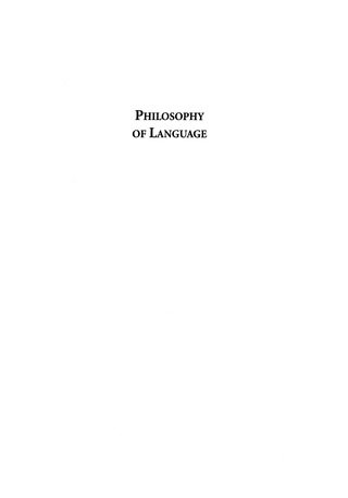 Cover image: Philosophy of Language 1st edition 9780742559769