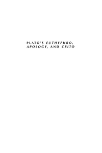 Cover image: Plato's Euthyphro, Apology, and Crito 9780742533240