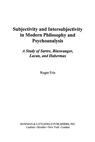 Imagen de portada: Subjectivity and Intersubjectivity in Modern Philosophy and Psychoanalysis 9780847684151