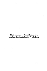 Titelbild: The Meaning of Social Interaction 9781882289301