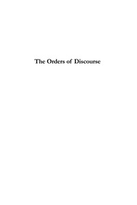 Cover image: The Orders of Discourse 9780847692026