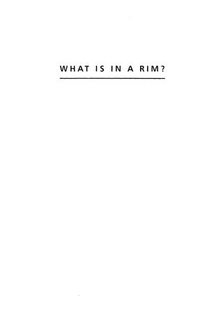 Cover image: What Is in a Rim? 1st edition 9780847684687
