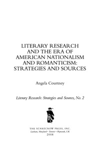 Imagen de portada: Literary Research and the Era of American Nationalism and Romanticism 9780810860353