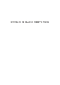 Imagen de portada: Handbook of Reading Interventions 9781462509478