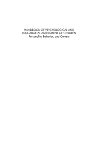 Immagine di copertina: Handbook of Psychological and Educational Assessment of Children 2nd edition 9781572308848