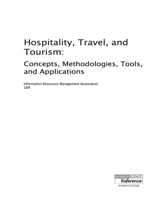 Cover image: Hospitality, Travel, and Tourism: Concepts, Methodologies, Tools, and Applications 9781466665439