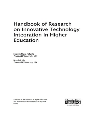 Cover image: Handbook of Research on Innovative Technology Integration in Higher Education 9781466681705