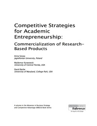 Imagen de portada: Competitive Strategies for Academic Entrepreneurship: Commercialization of Research-Based Products 9781466684874