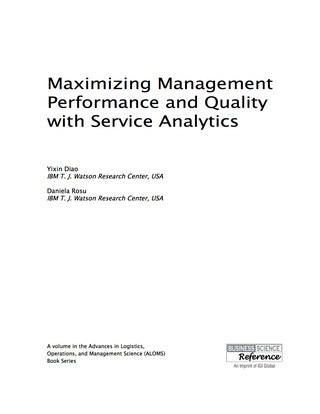 صورة الغلاف: Maximizing Management Performance and Quality with Service Analytics 9781466684966