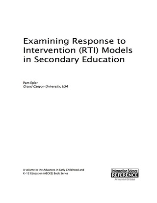 表紙画像: Examining Response to Intervention (RTI) Models in Secondary Education 9781466685161