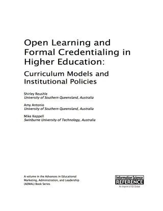 Titelbild: Open Learning and Formal Credentialing in Higher Education: Curriculum Models and Institutional Policies 9781466688568