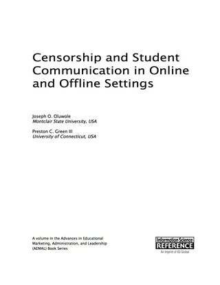 Cover image: Censorship and Student Communication in Online and Offline Settings 9781466695191