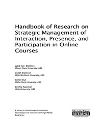 صورة الغلاف: Handbook of Research on Strategic Management of Interaction, Presence, and Participation in Online Courses 9781466695825