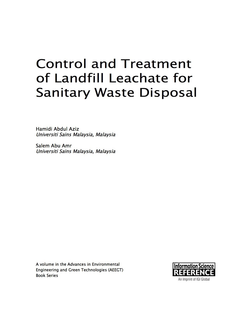 Control and Treatment of Landfill Leachate for Sanitary Waste Disposal