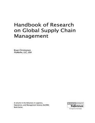 Cover image: Handbook of Research on Global Supply Chain Management 9781466696396