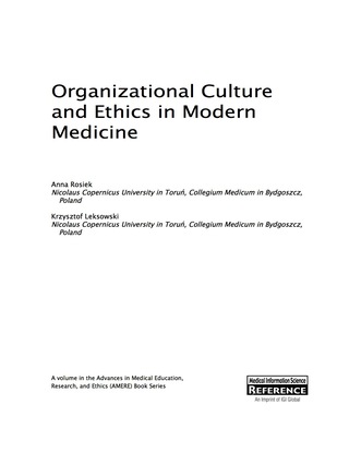 Cover image: Organizational Culture and Ethics in Modern Medicine 9781466696587