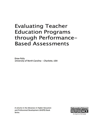 Cover image: Evaluating Teacher Education Programs through Performance-Based Assessments 9781466699298