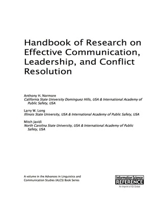 Cover image: Handbook of Research on Effective Communication, Leadership, and Conflict Resolution 9781466699700