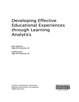 Imagen de portada: Developing Effective Educational Experiences through Learning Analytics 9781466699830