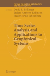 Cover image: Time Series Analysis and Applications to Geophysical Systems 1st edition 9780387223117