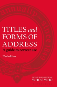 Imagen de portada: Titles and Forms of Address 1st edition 9781472924339