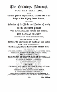 Titelbild: Wisden Cricketers' Almanack 1865 1st edition