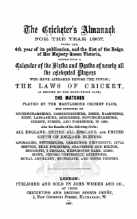 Cover image: Wisden Cricketers' Almanack 1867 1st edition