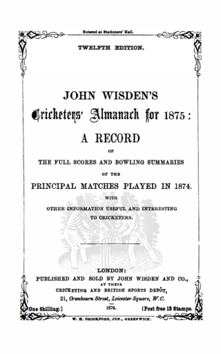 Cover image: Wisden Cricketers' Almanack 1875 1st edition