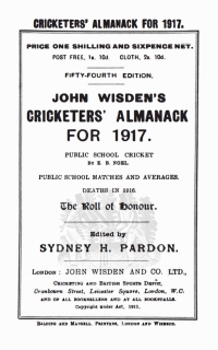 Cover image: Wisden Cricketers' Almanack 1917 1st edition