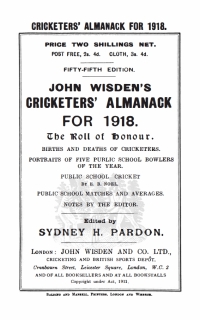 Titelbild: Wisden Cricketers' Almanack 1918 1st edition
