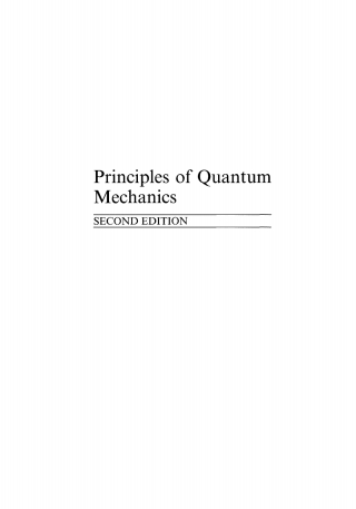 Cover image: Principles of Quantum Mechanics 2nd edition 9780306447907