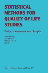 Imagen de portada: Statistical Methods for Quality of Life Studies 1st edition 9781402001420