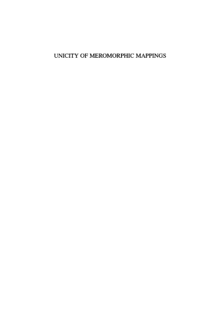 Cover image: Unicity of Meromorphic Mappings 9781441952431